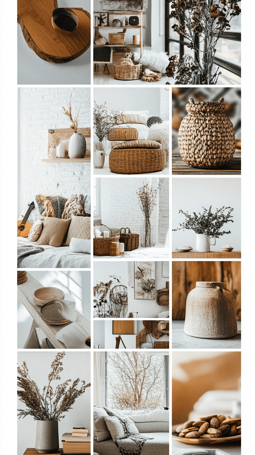 Collage of home decor items