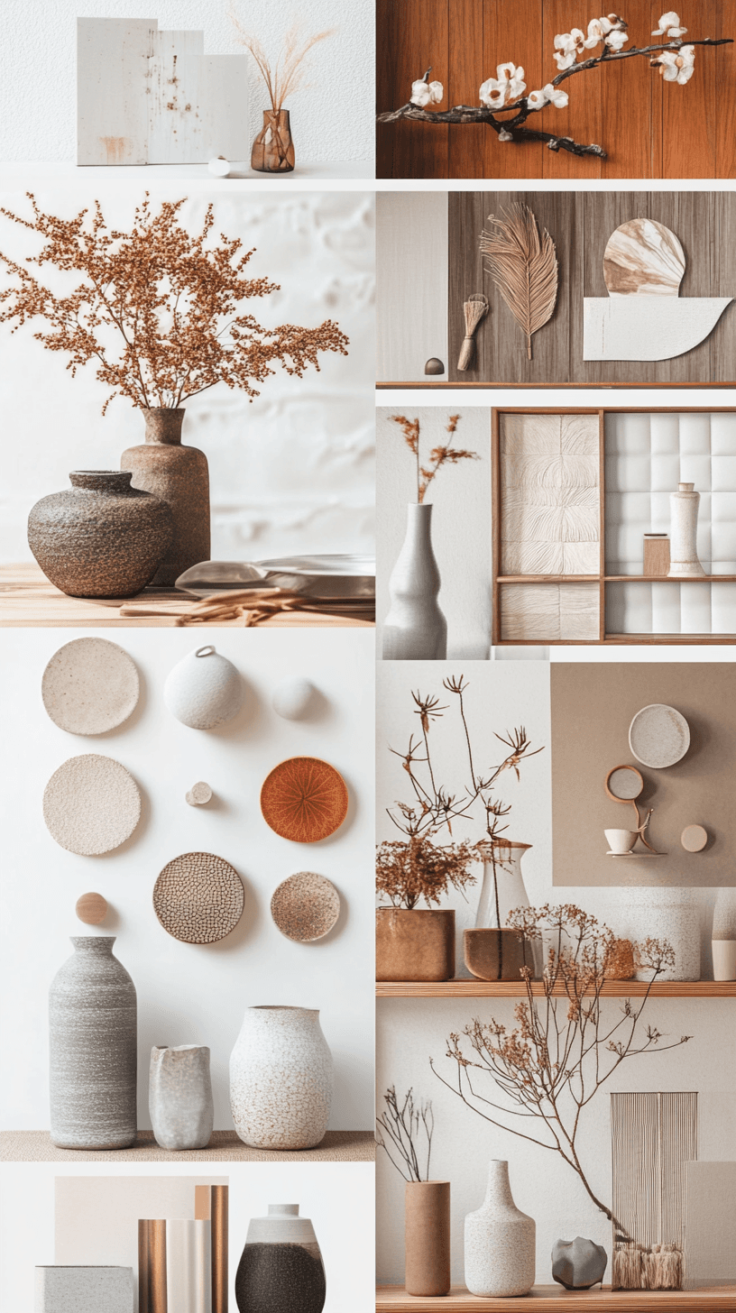 Collage of home decor items